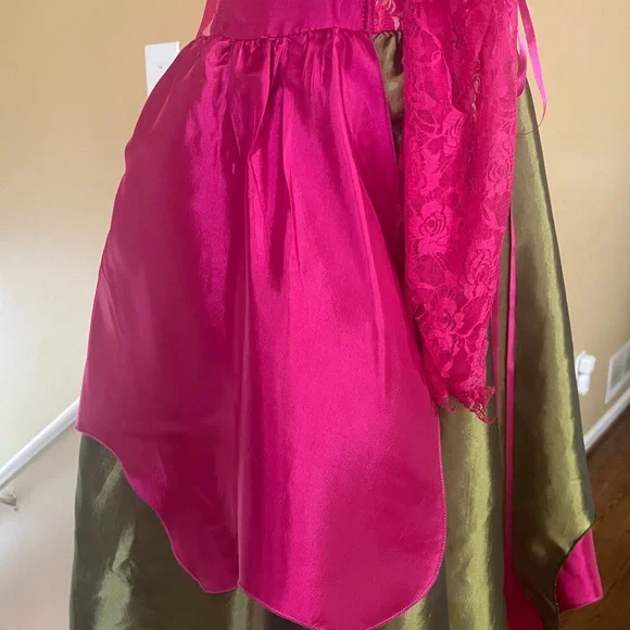 Fairy Queen Adult Pink and Green Lace Dress - Picture 10 of 14